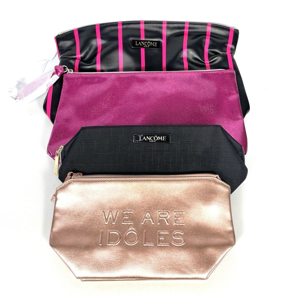 Lancôme Makeup Bag Lot 4 Cosmetic Travel Toiletry Pouches Pink Black